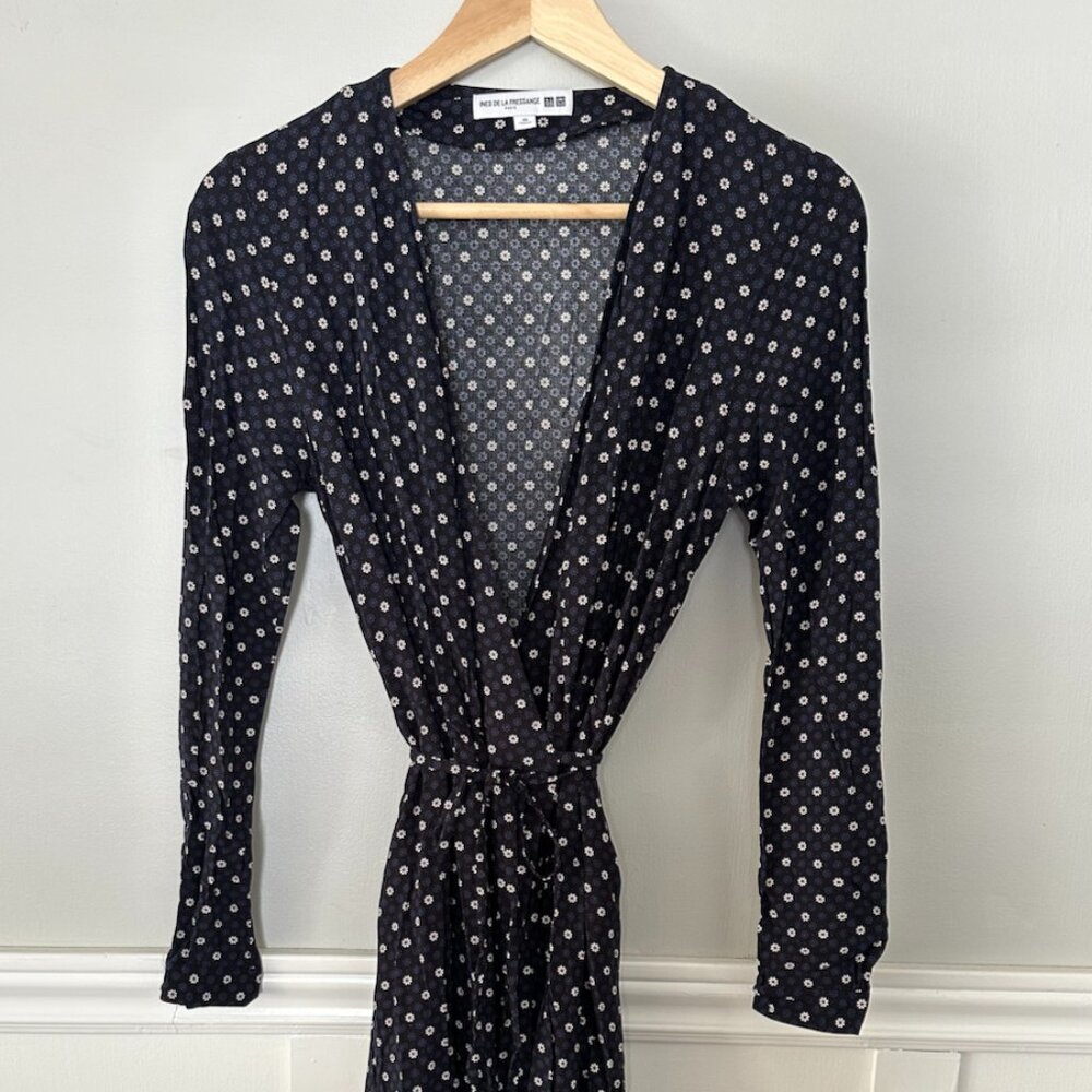 UNIQLO Ines de la Fressange Wrap Dress Flower Pattern Size XS